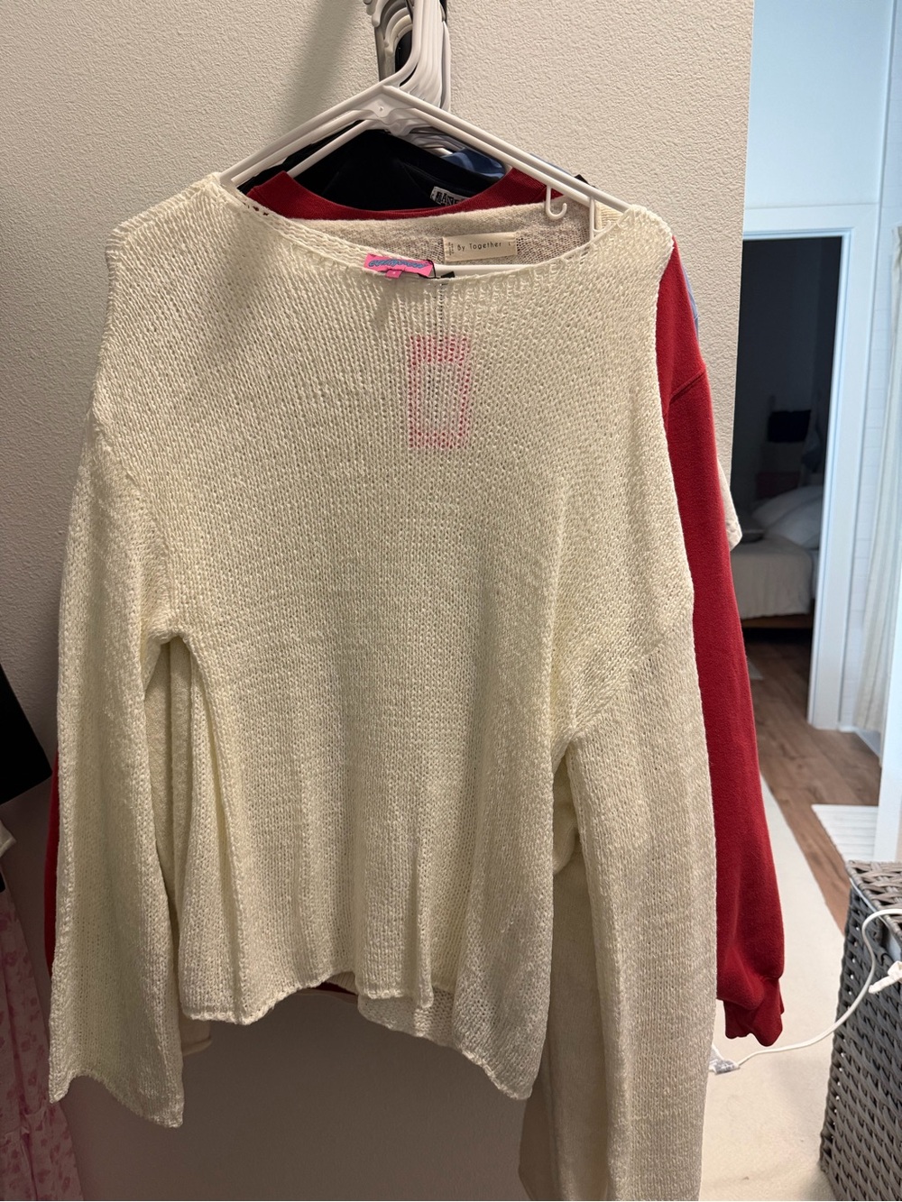 Edikted Cream Off-the-Shoulder Lightweight Sweater
